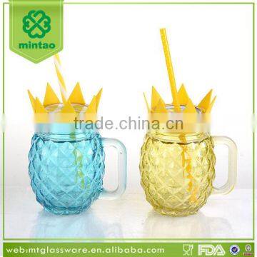 customized colored pineapple glass mason jar