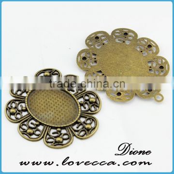 Antique bronze alloy cameo trays	,alloy pendant base for cabochons,fashion necklace pendant tray