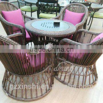 Rattan outdoor Furniture aluminum frame Dining Room 1+4 Table Chairs Set