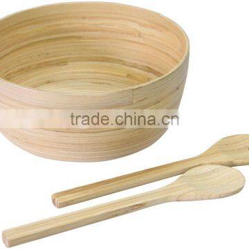 Bamboo bowls and spoon set/ Eco-friendly spun bamboo salad bowls