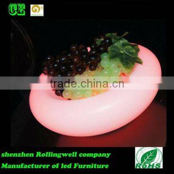 Rechargeable led glowing plate/ night club led fruit plate, dies decorative fur tische