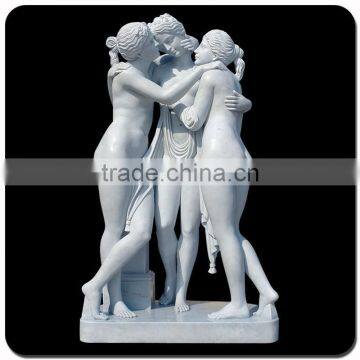 Home garden decor three women life size greek marble statues for sale