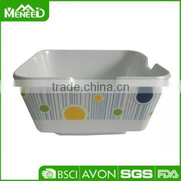 Best Selling 2 holes printed ourdoor plastic melamine custom made ashtray