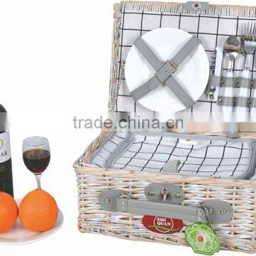 Handmade Natural Willow Wicker Picnic Basket /hamper Set photo-3
