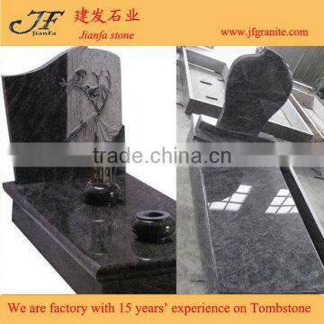 Antique Simple Design Bahama Blue Granite Headstone photo-6