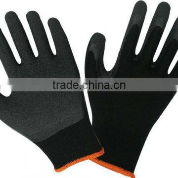 10 guage black seamless knitted liner, grey latex palm coating, crinkle finish