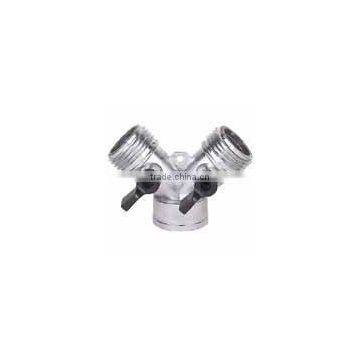 zinc Y hose splitters with valve