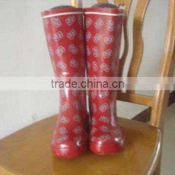 women patterned rubber rain boots flat sole outdoor rain boots