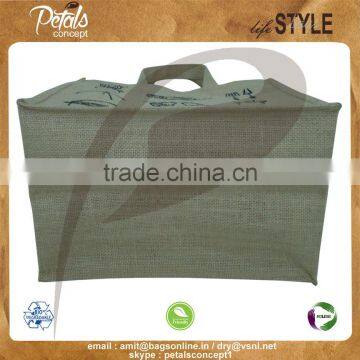 PP Laminated Jute Shopping Bag With Jute Handle & With One Color Print Two Side photo-4