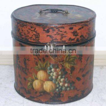 antique wooden gift suitcase deco fruit paiting