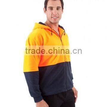 Orange/Navy Safety Jacket Full Zip Polar Fleece Hi Vis Hoodies photo-3