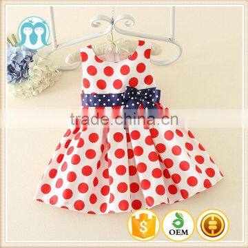 2017 summer cute kid dress Red Dot baby Bow-knot dress children summer casual one piece dress