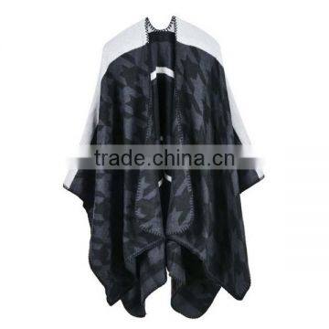 Wholesale China Factory Price Female Scarf Sewing Brim Grid Design Imitated Cashmere Material Women Shawl photo-6