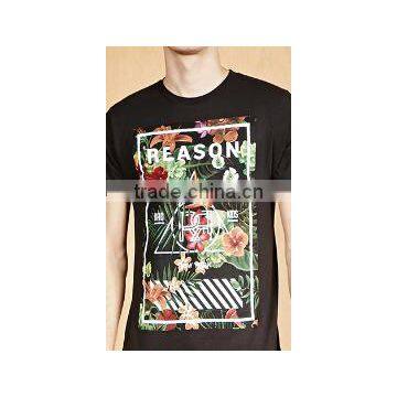 2017 High Quality Fashion Mens Reason Floral Graphic Tee OEM Service 100% Cotton Machine Wash Cold photo-2