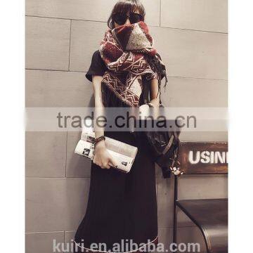 New Women Fashion Warm Plaid Scarf Female Fringed Woolen Shawl Cashmere 3 Colors photo-2