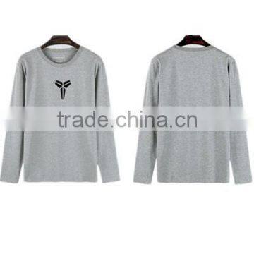 Custom Logo Printing Casual Round Neck 100% Cotton Custom Long Sleeve Man Tshirt photo-3