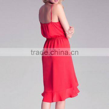 New Fashion Design High Waist Sleeveless V-neck Chiffon Floral Slip Dress photo-3