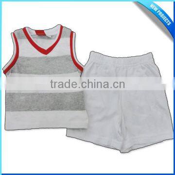 Child boys 100%cotton summer 2pcs sleeveless pajamas kids boys pajamas set