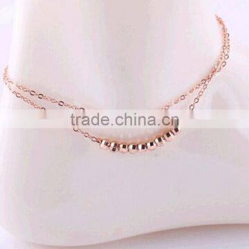 Sexy Barefoot Sandals Double Layer Gold Beads Chain Anklet Ankle Bracelet Beach Foot Jewelry