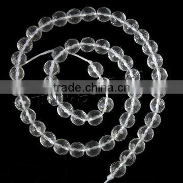 natural faced round clear quartz beads 8mm