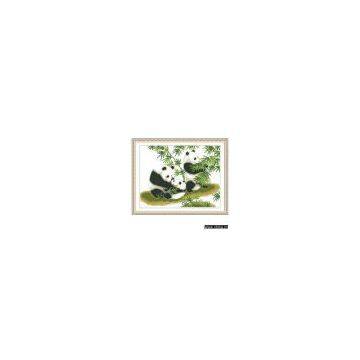 Y09052812 China's National Treasure Pandas Playing in Chuk Yuen Cross Stitch As The Picture