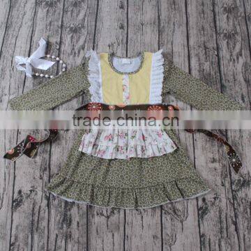 2016 yawoo wholesale new designs long sleeve sash tunic dress kids girls dresses