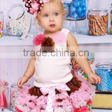 VV-703 Newest Fashion Baby Girl Fluffy Pettiskirt Suit With Cotton Tank Top Bithday Party Summer Pettiskirt Set For Infant