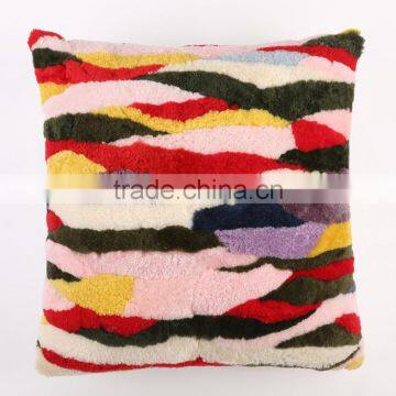 Y.ROGUSA Brand YR037 Customize made Square Shape Multicolour Shorn Real Sheepskin Patchwork Pillow Cushion Cover