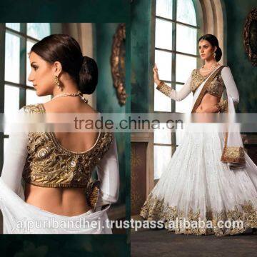 Classic White color Chiffon Jacquard Lehenga Choli