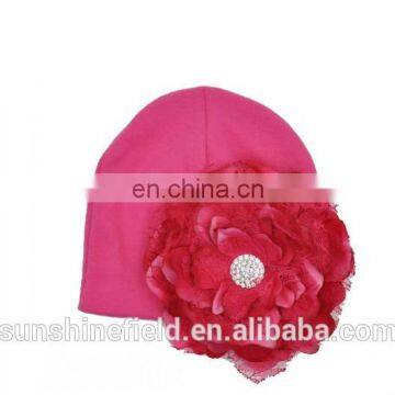 2016 Trendy Newborn Cute Hat Girl Boy Infant Hat Baby Beanies With Elegant Lace Rhinestone Peony Flower photo-2