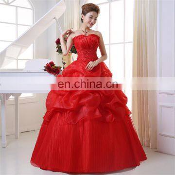 HS1622 Latest Cheap Plus Size Maternity Puffy Ruffle Ball Gown Bridal Wedding Dress photo-4