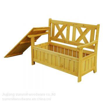 Brown Wooden Outdoor Storage Bench