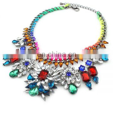 Wholesale Alibaba Latest Designs Flower Necklace, Handmade Gemstone Collar Necklace Jewelry