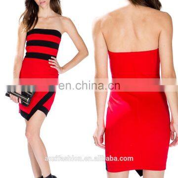 Newest Crep Red Off shoulder mini bodycon women Dress