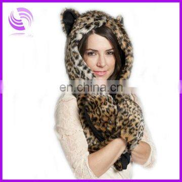 2014 charming Warm Ear Flap Hat Scarf Animal Women Fur Scarves