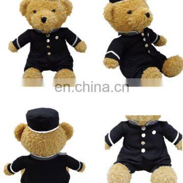 2017 new products 100% pp cotton filling uniform teddy bear plush toy