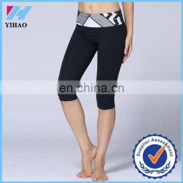 Yihao 2015 stylish hot lady fitness yoga wear stretch capri running sports legging pants