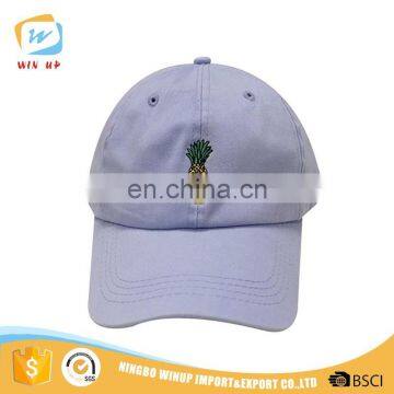 WINUP custom design 3d pineapple embroidery logo cotton baseball cap