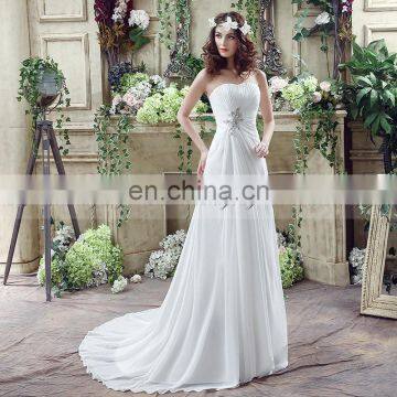 Wholesale Strapless Lace-Up Beaded Chiffon Wedding Dresses SQS035 photo-4