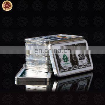 WR Home Accessory 10000 Dollar American Silver Banknote Bill Note Fake Bar Quality 999.9 Silver Bars