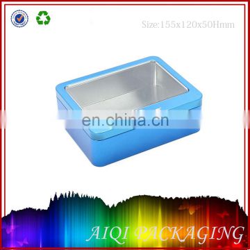 metal tin box with PVC window on the lid /empty tin cans/tin can manufacturer