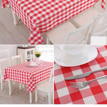 60x126 rectangular polyester checker tablecloth polyester banquet white and red checkered tablecloth