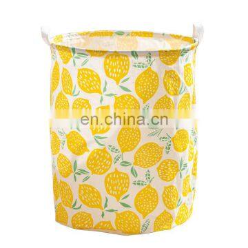 household living room lemon laundry basket round recycled storage basket canvas cotton fabric storage basket