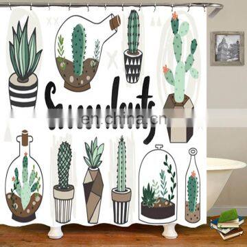 i@home INS style cactus 3d digital printing waterproof shower curtain