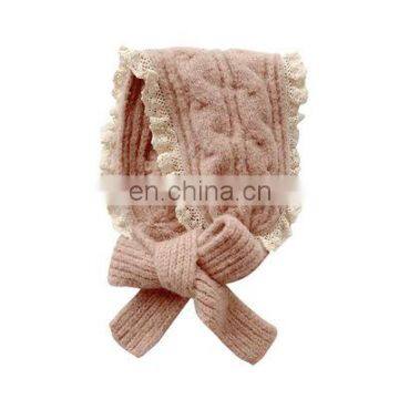 Autumn and Winter New Girls Long Scarf Cute Twist Knitted Lace Children's Hairband Warm Wool Hat photo-4