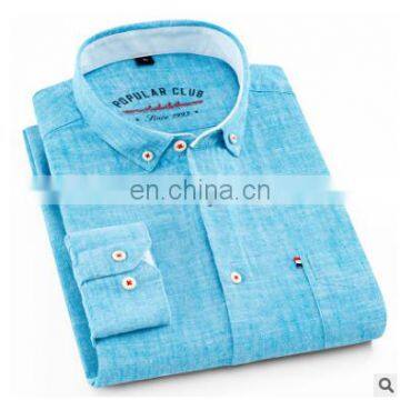 OEM Wholesale Mens Long Sleeve Plus Size Heather Colors Linen Casual Shirts photo-3