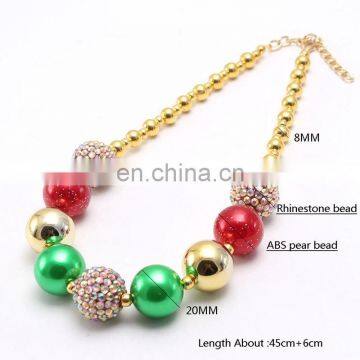 Christmas Chunky Necklace Set Necklace + Bracelet 2pcs Girl Bubble Beads Boutique Jewelry Sets photo-2
