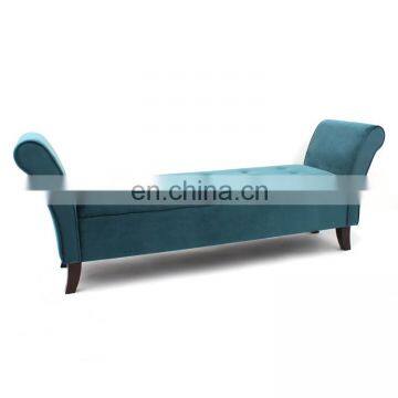 Customized Largest Long Large Wooden Seat Velvet Sofa Chair Big Bench With Big Storage Space Open Lid photo-3