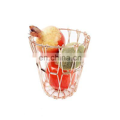 New Style Fashion Home Table Organizer Rose Gold Foldable Fodable Wire Bread Fruit Basket