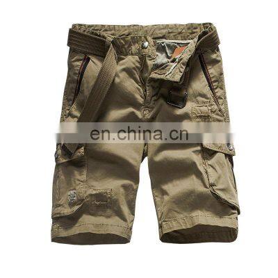 Men's Six Pockets Streetwear Cargo Short Pants with Belt